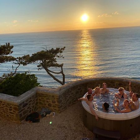 Les Roches Grises, Luxueuse Villa Face Mer, 4Etoiles, Spa Et Jardin Panoramique, Societe La Clef Decamp Γκρανβίλ Εξωτερικό φωτογραφία
