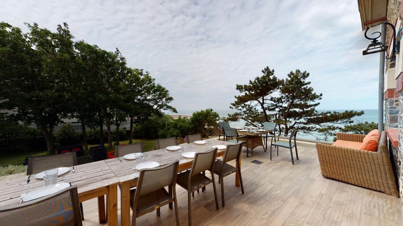 Les Roches Grises, Luxueuse Villa Face Mer, 4Etoiles, Spa Et Jardin Panoramique, Societe La Clef Decamp Γκρανβίλ Εξωτερικό φωτογραφία
