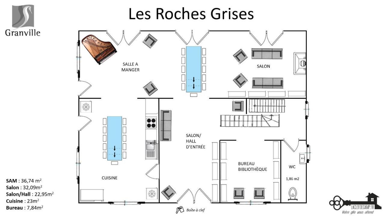 Les Roches Grises, Luxueuse Villa Face Mer, 4Etoiles, Spa Et Jardin Panoramique, Societe La Clef Decamp Γκρανβίλ Εξωτερικό φωτογραφία